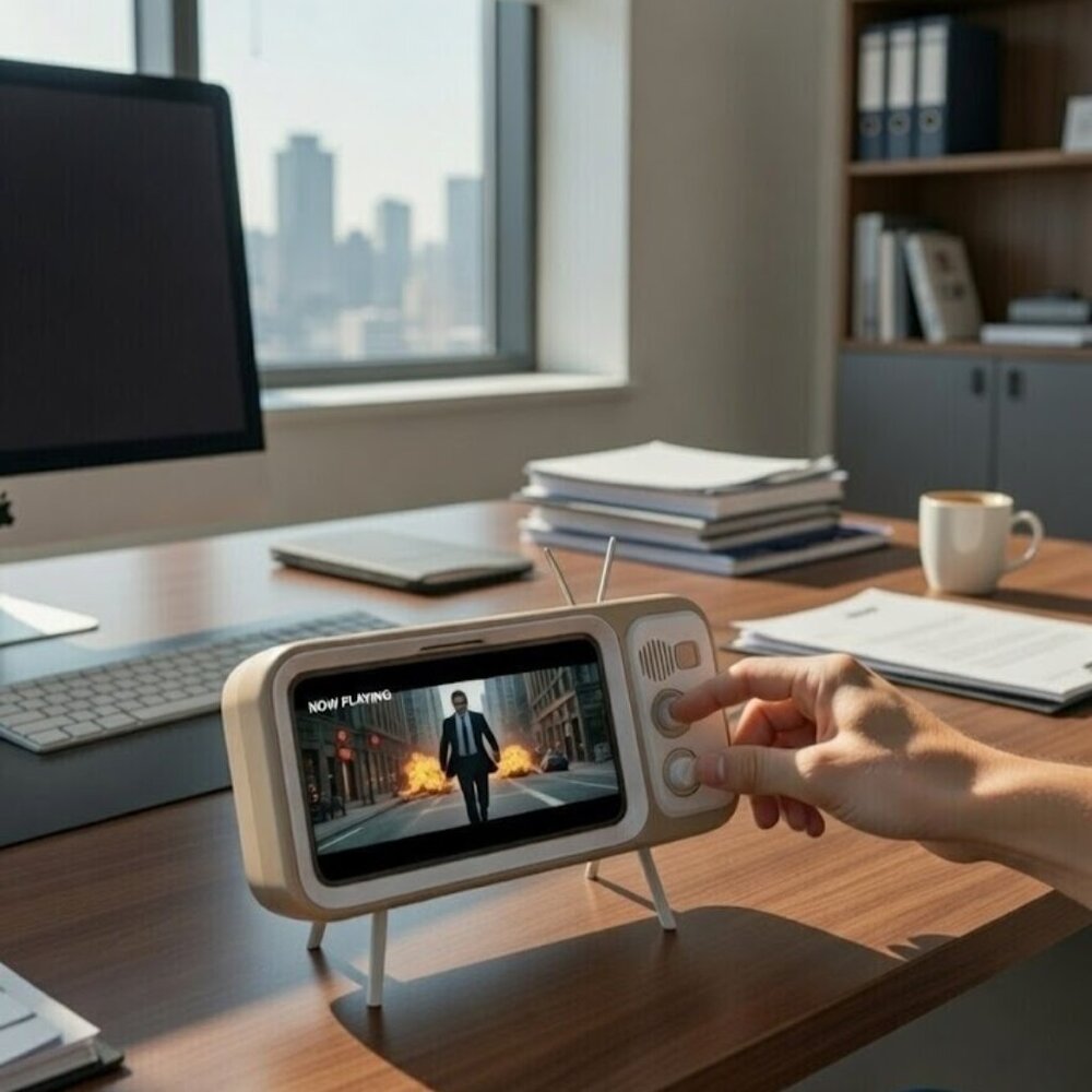 NEW Retro TV Desktop Smart Phone Stand - Vintage Style - NIB Sealed Box